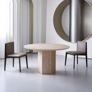 Modern Round Travertine Dining Table