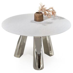 Round White Marble Dining Table