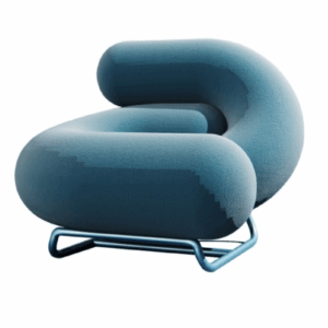 Rainbow Series Blue Curved Leisure Chair - Modern Sculptural Design