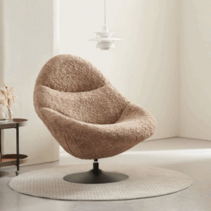 Modern Beige Upholstered Swivel Leisure Chair