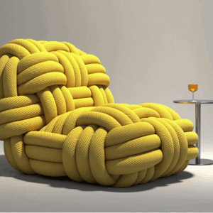 Yellow Knitted Rope - Style Leisure Chair